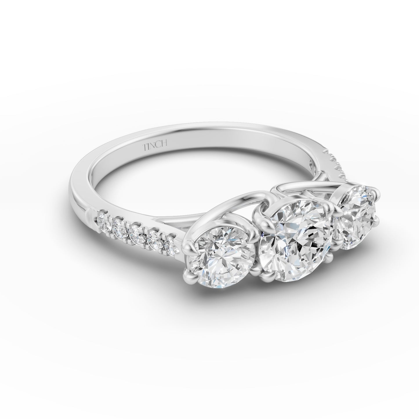 Three Round Stone Engagement Ring in Lab Grown Diamond