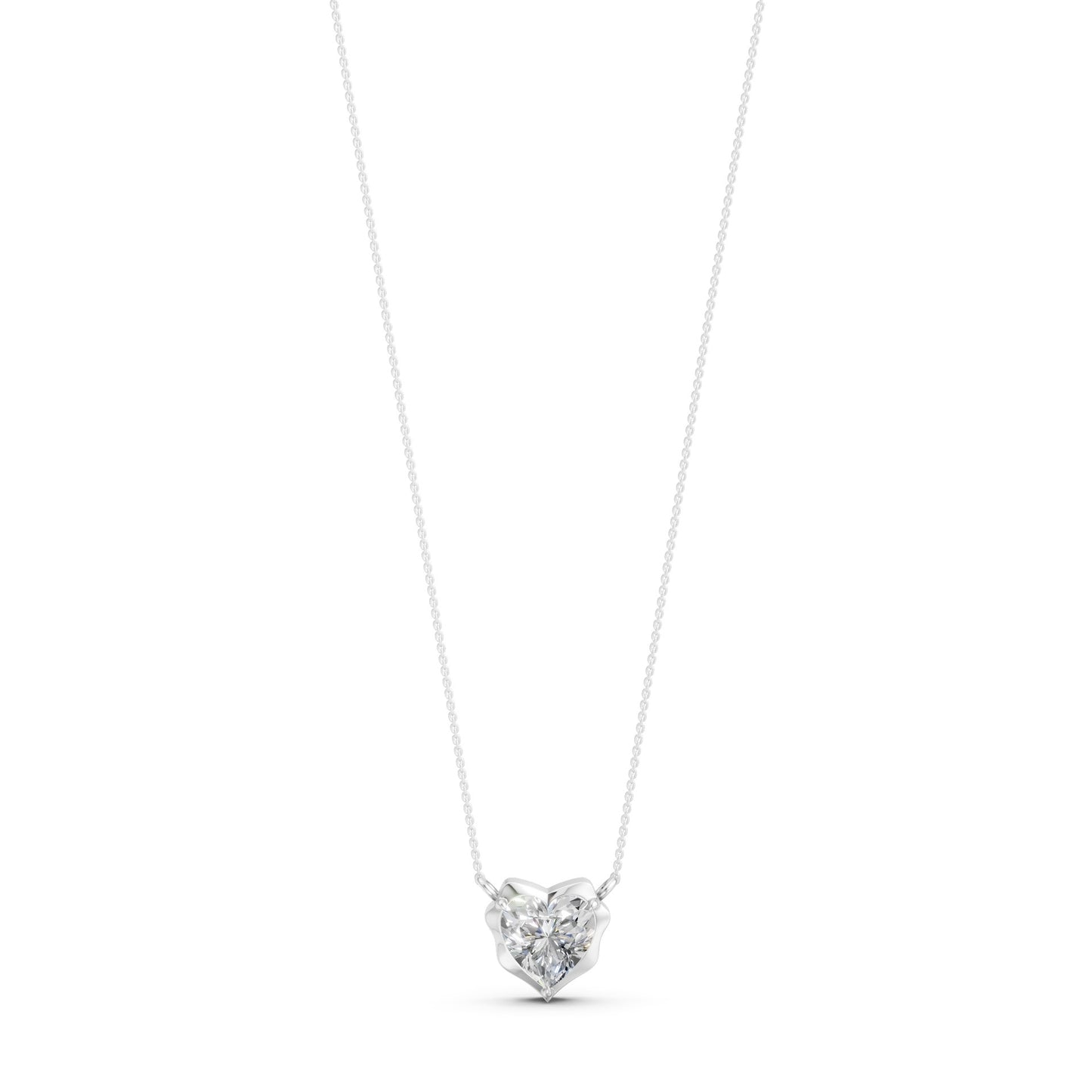 Crown Heart Solitaire Necklace in Lab Grown Diamond
