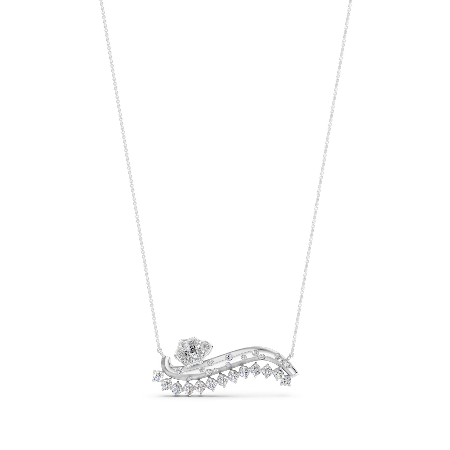 Crown Pear Galaxy Wave Necklace in Lab Grown Diamond