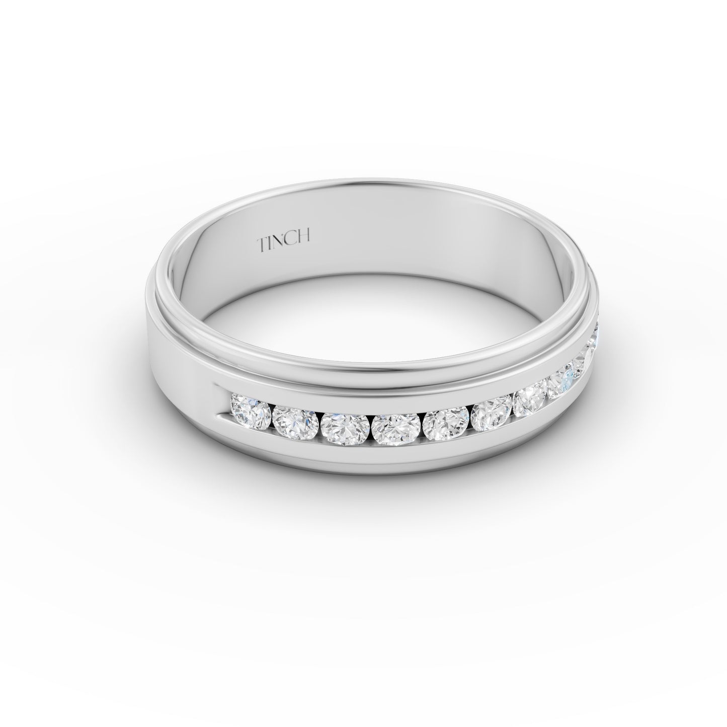 Half Channel Double Layer Men’s Engagement Ring in Lab Grown Diamond