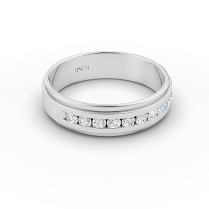 Half Channel Double Layer Men’s Engagement Ring in Lab Grown Diamond