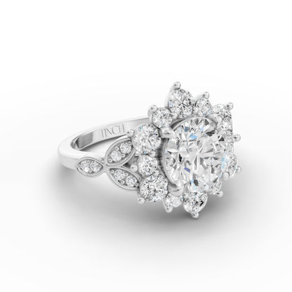 Heirloom Bloom Round Solitaire Engagement Ring in Lab Grown Diamond