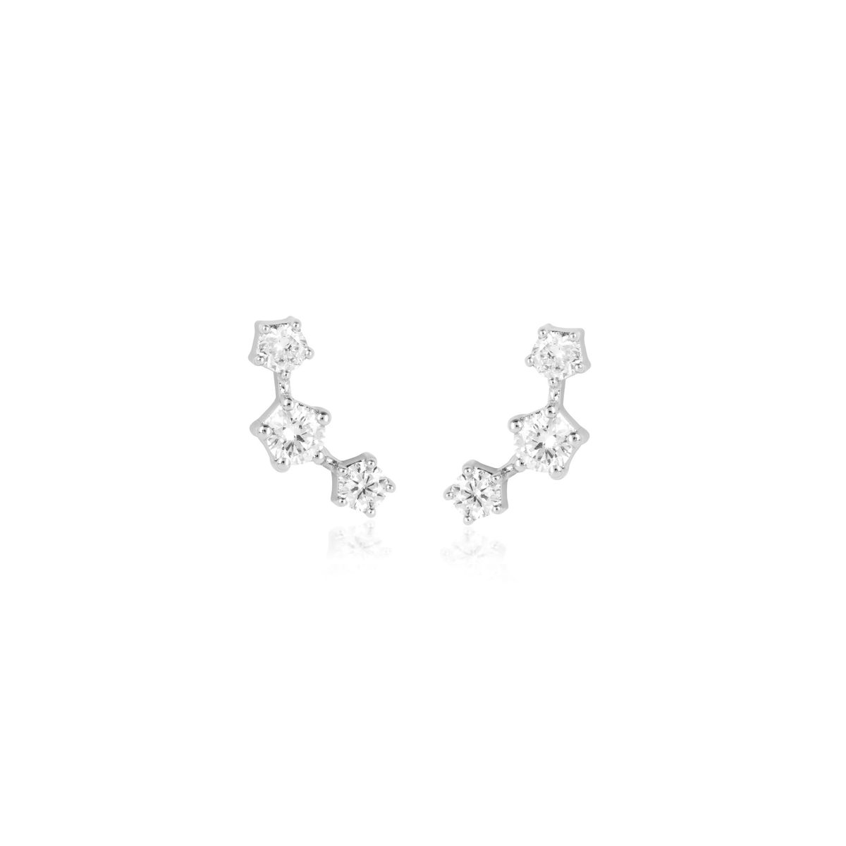 Diamond Constellation Ear Climber Lab-Grown Diamond Earrings, IGI-Certified, 14K 18K Gold, front view