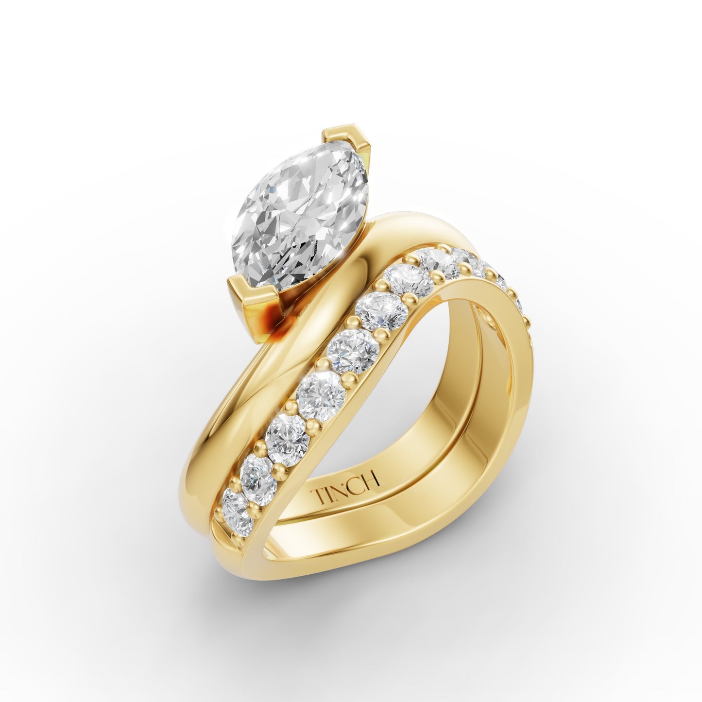 Marquise Flow Engagement Stack in Lab Grown Diamond