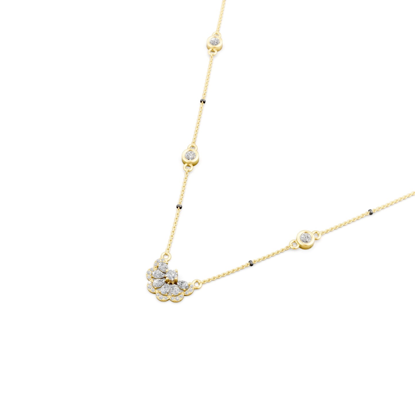 Half Flora Moon Halo Mangalsutra in Lab Grown Diamond