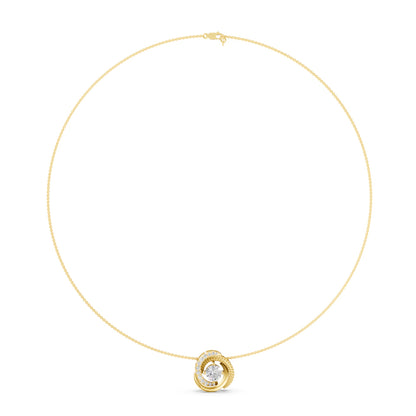 Twisted Border Round Solitaire Necklace in Lab Grown Diamond