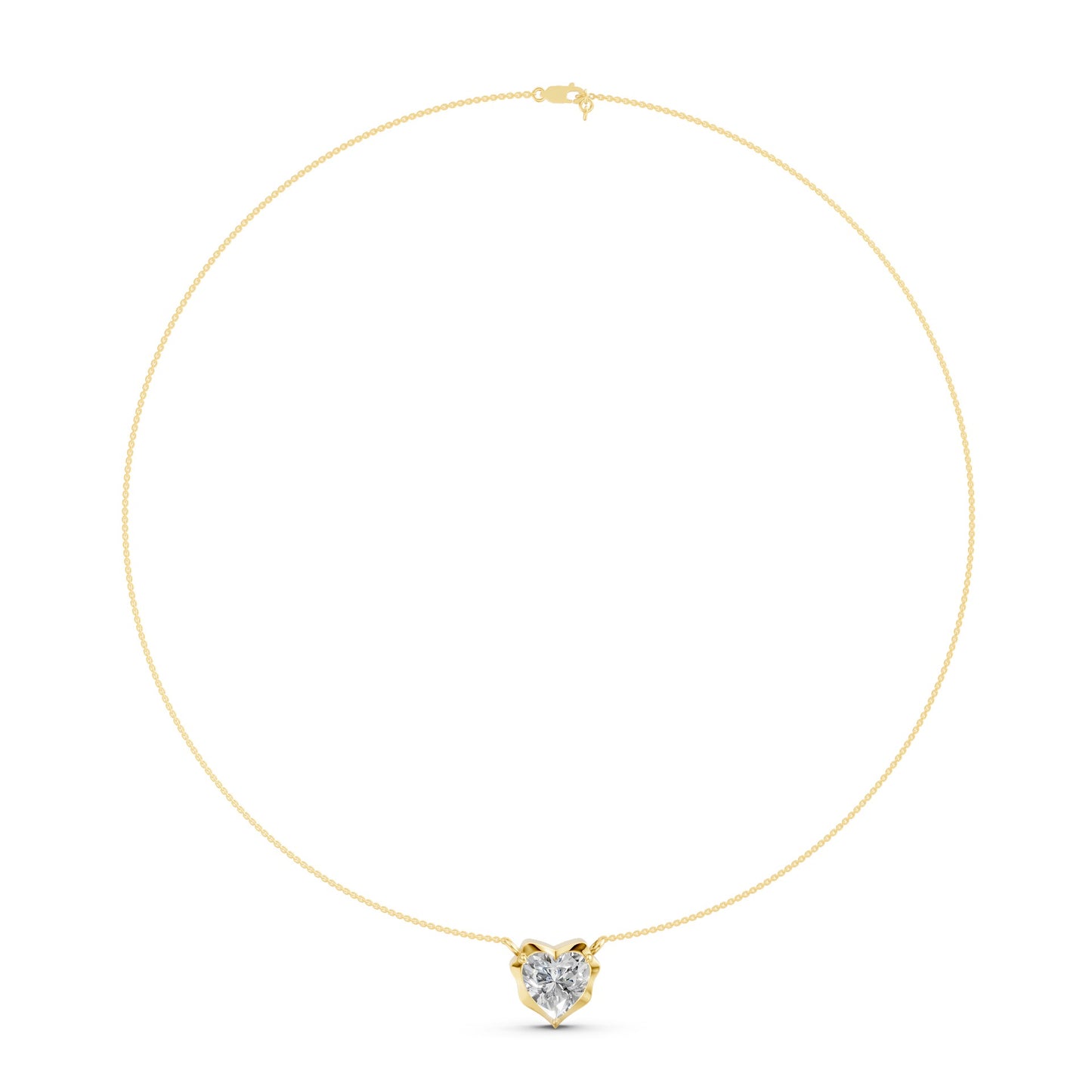 Crown Heart Solitaire Necklace in Lab Grown Diamond