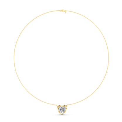 Crown Heart Solitaire Necklace in Lab Grown Diamond