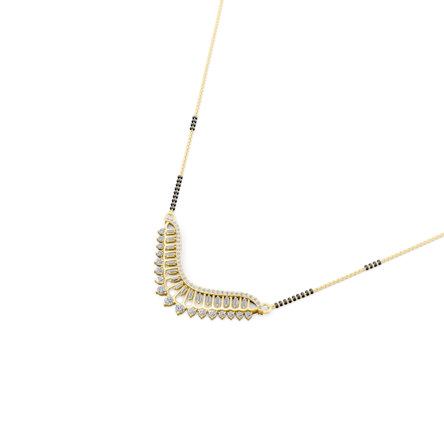 Royal Crescent Baguette Mangalsutra in Lab Grown Diamond