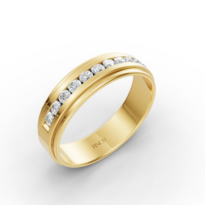 Half Channel Double Layer Men’s Engagement Ring in Lab Grown Diamond