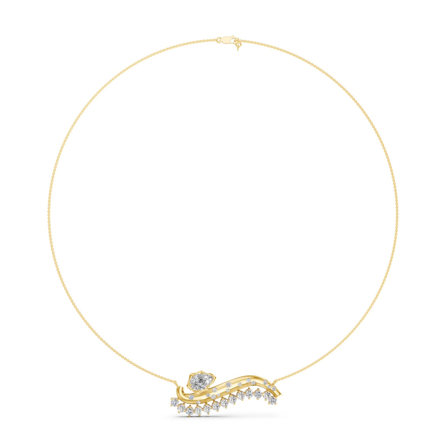 Crown Pear Galaxy Wave Necklace in Lab Grown Diamond