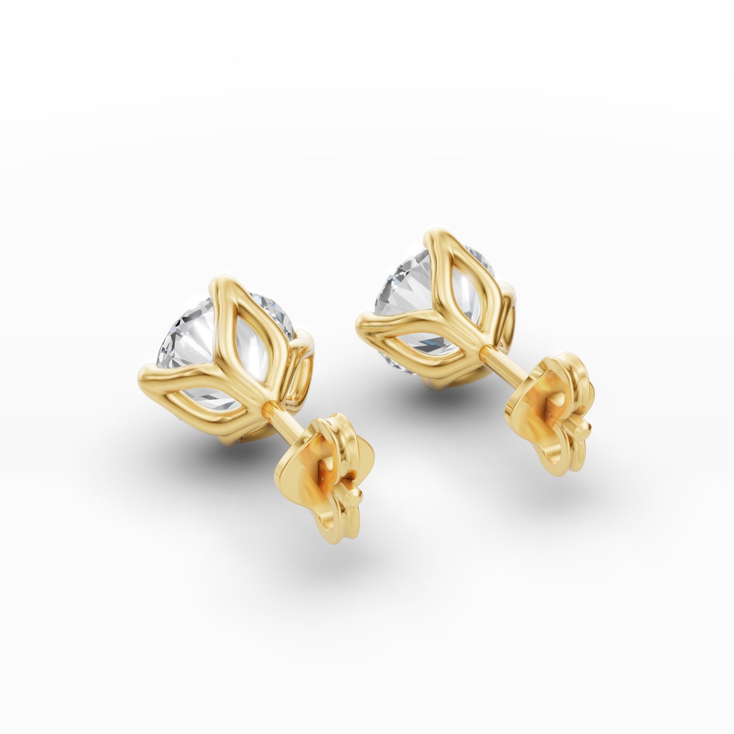 Round Diamond Tulip Setting Stud Earrings