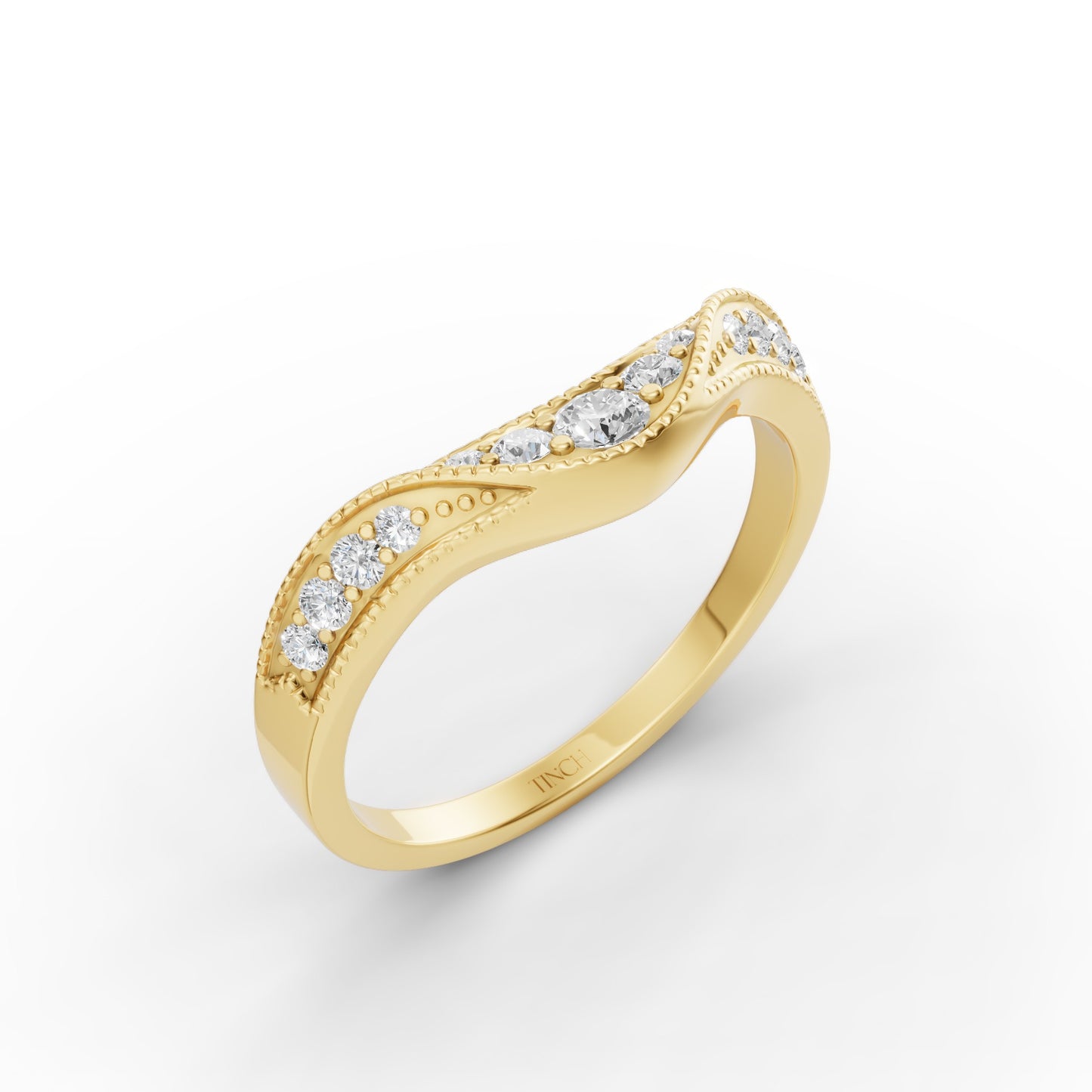 Arc Curve Diamond Wedding Band in Lab Grown Diamond