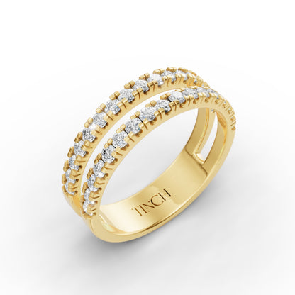 Round Dual Half Band Stack Ring in Lab Grown Diamond