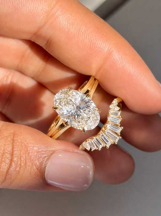 Classic Brilliant Cut Oval Split Double Band Engagement Ring