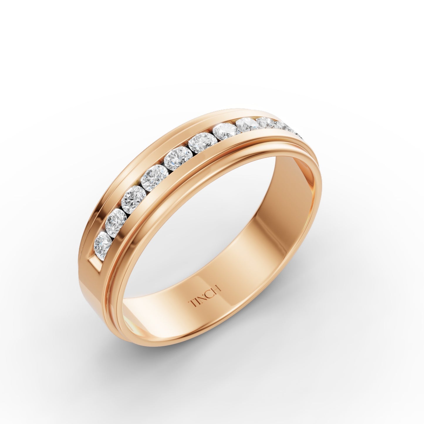 Half Channel Double Layer Men’s Engagement Ring in Lab Grown Diamond