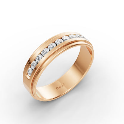 Half Channel Double Layer Men’s Engagement Ring in Lab Grown Diamond