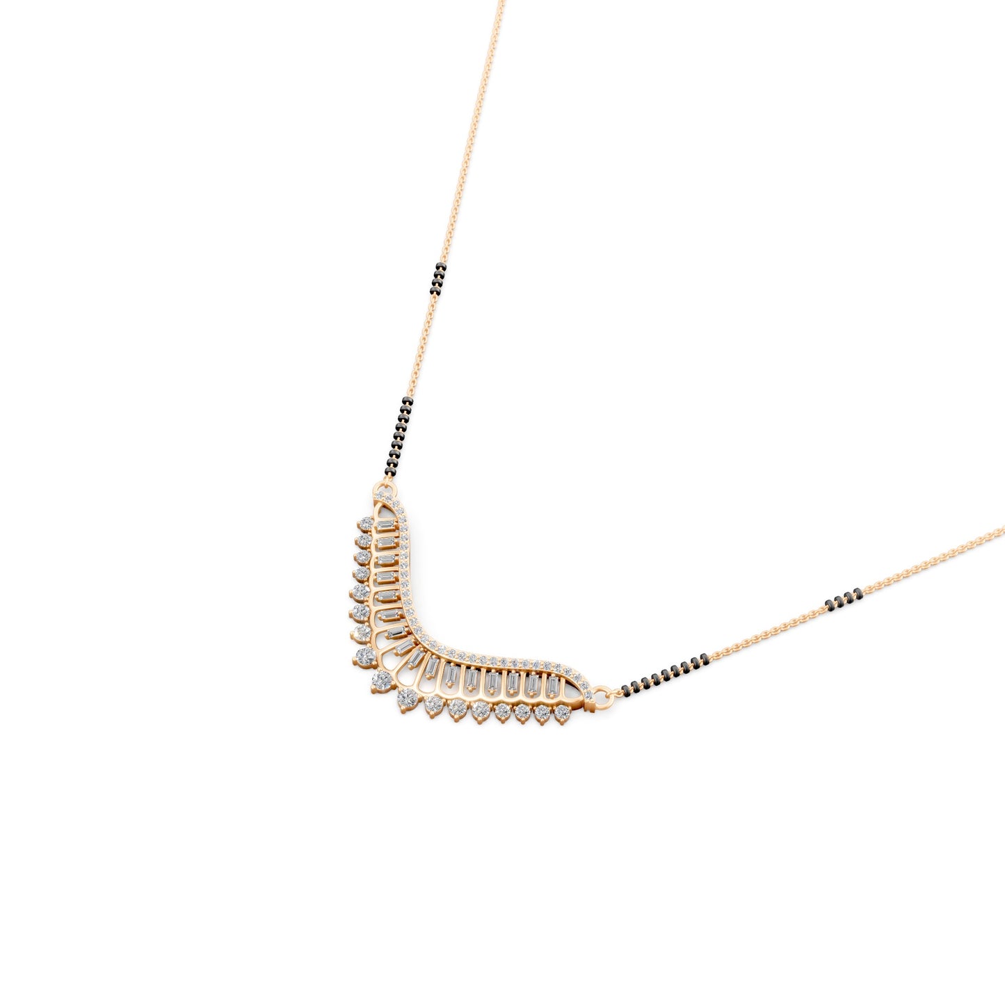 Royal Crescent Baguette Mangalsutra in Lab Grown Diamond