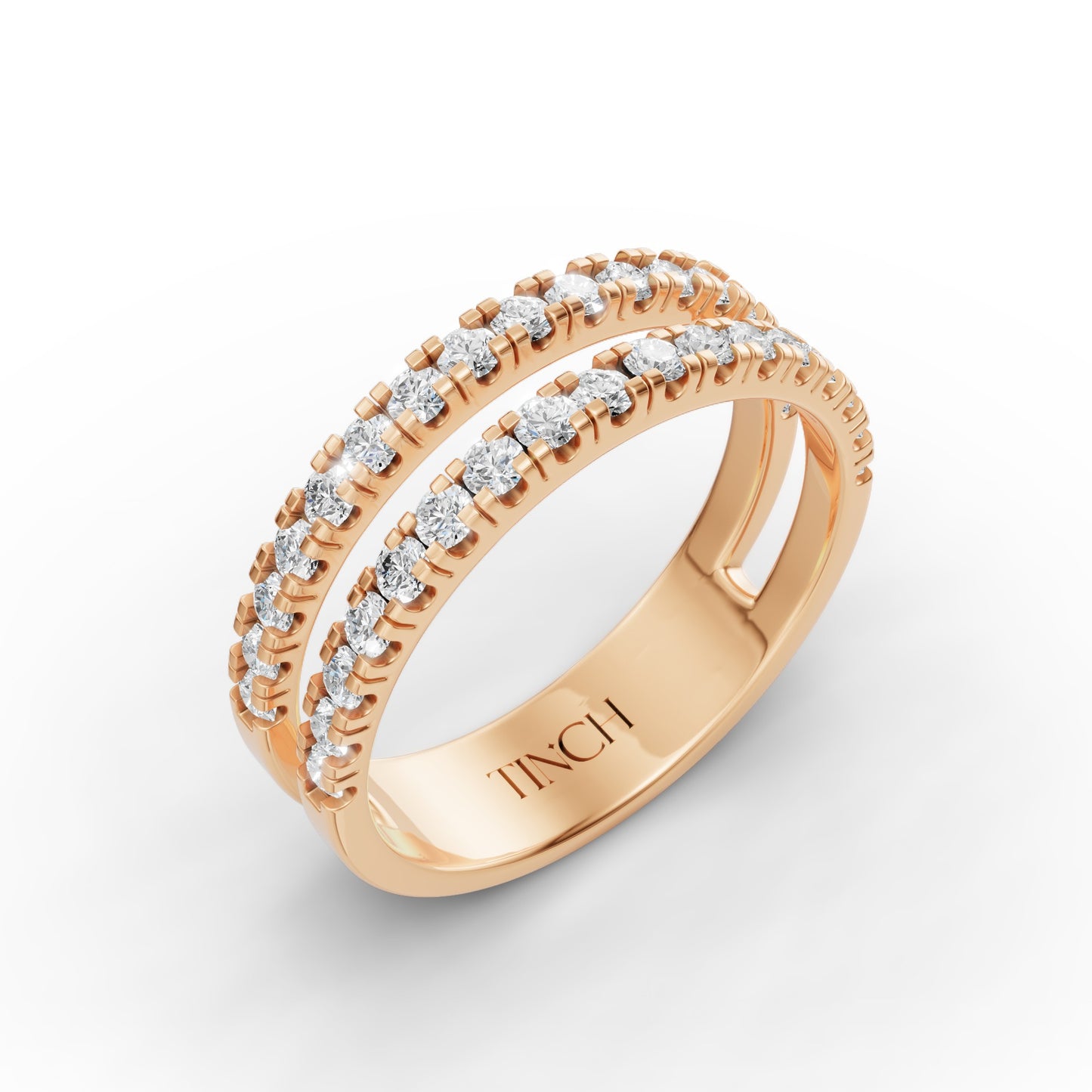 Round Dual Half Band Stack Ring in Lab Grown Diamond