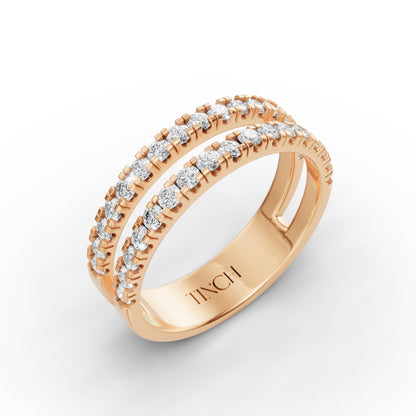 Round Dual Half Band Stack Ring in Lab Grown Diamond