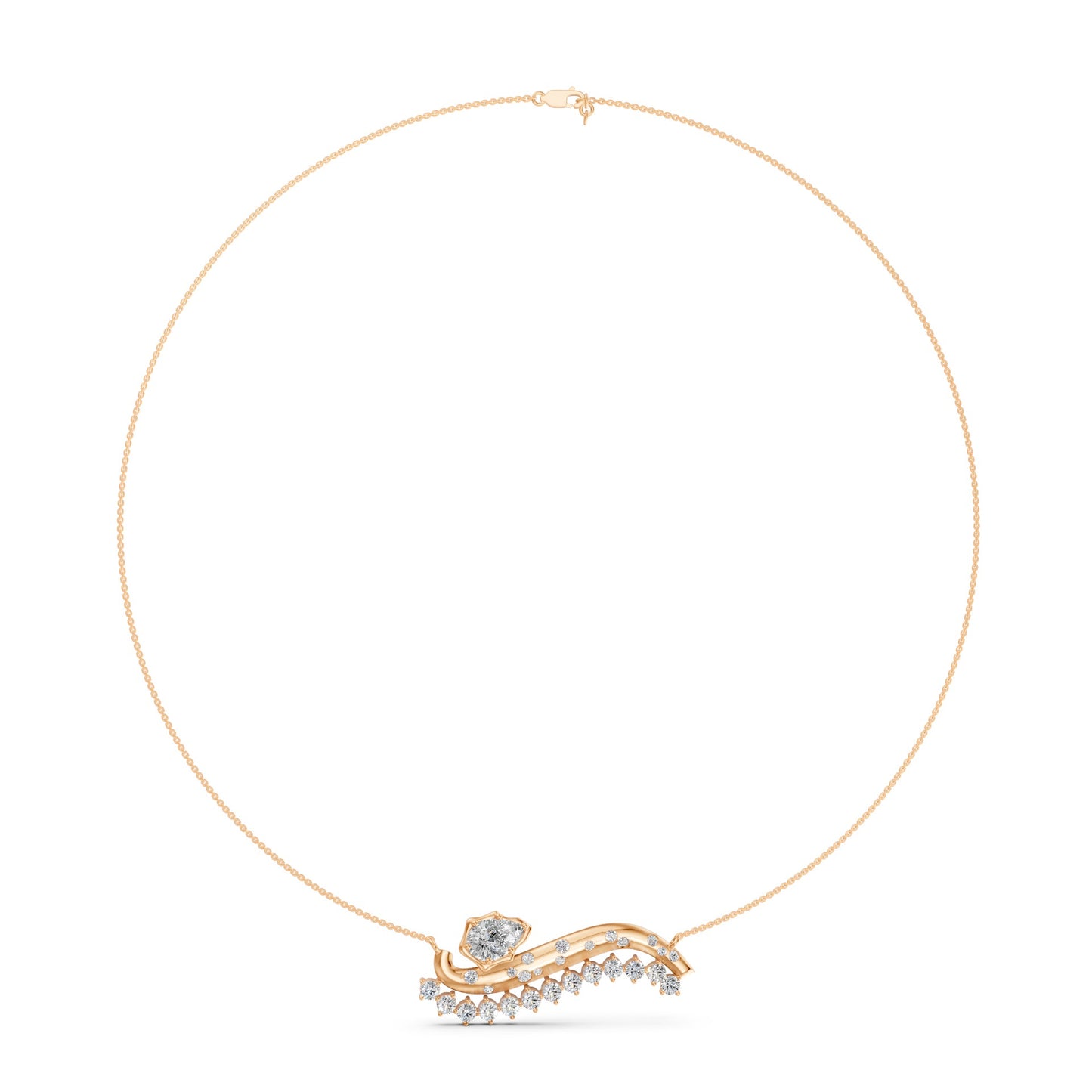 Crown Pear Galaxy Wave Necklace in Lab Grown Diamond