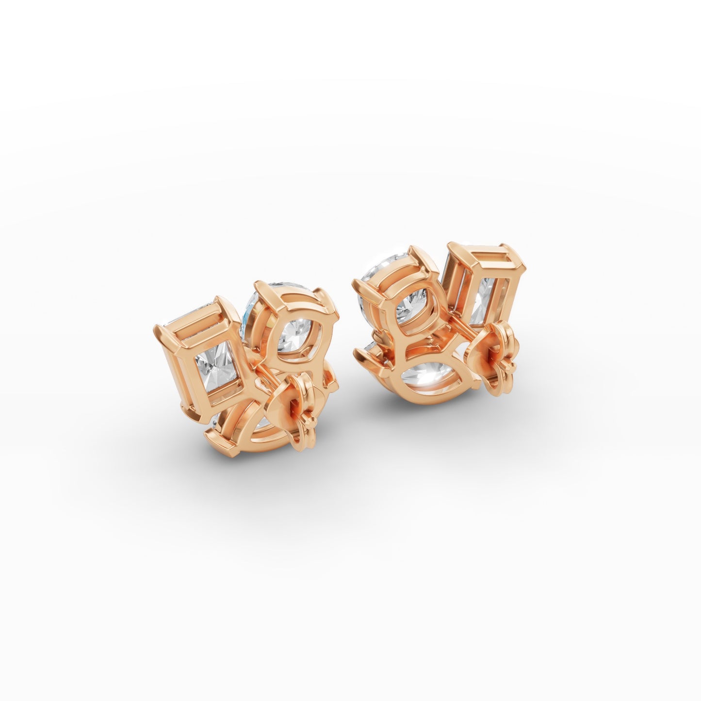 dddd Round Diamond Three Prong Solitaire Stud Earrings