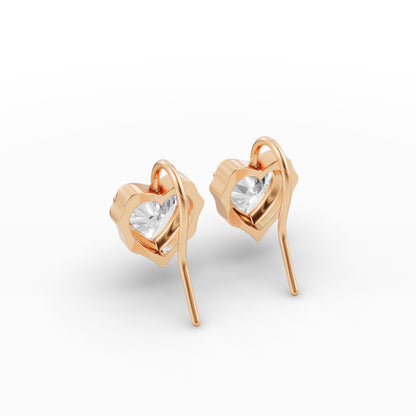 Heart Shape Diamond Hoop Earrings