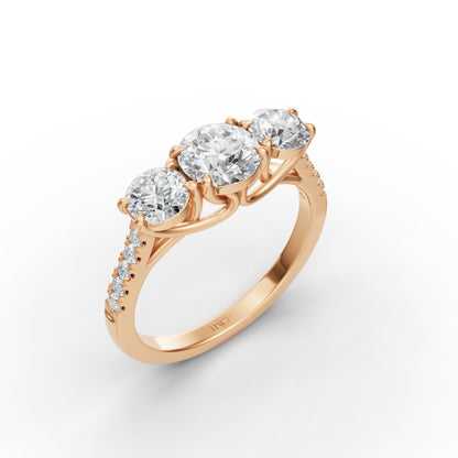 Three Round Stone Engagement Ring in Lab Grown Diamond