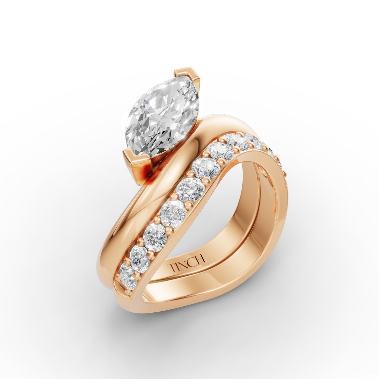 Marquise Flow Engagement Stack in Lab Grown Diamond
