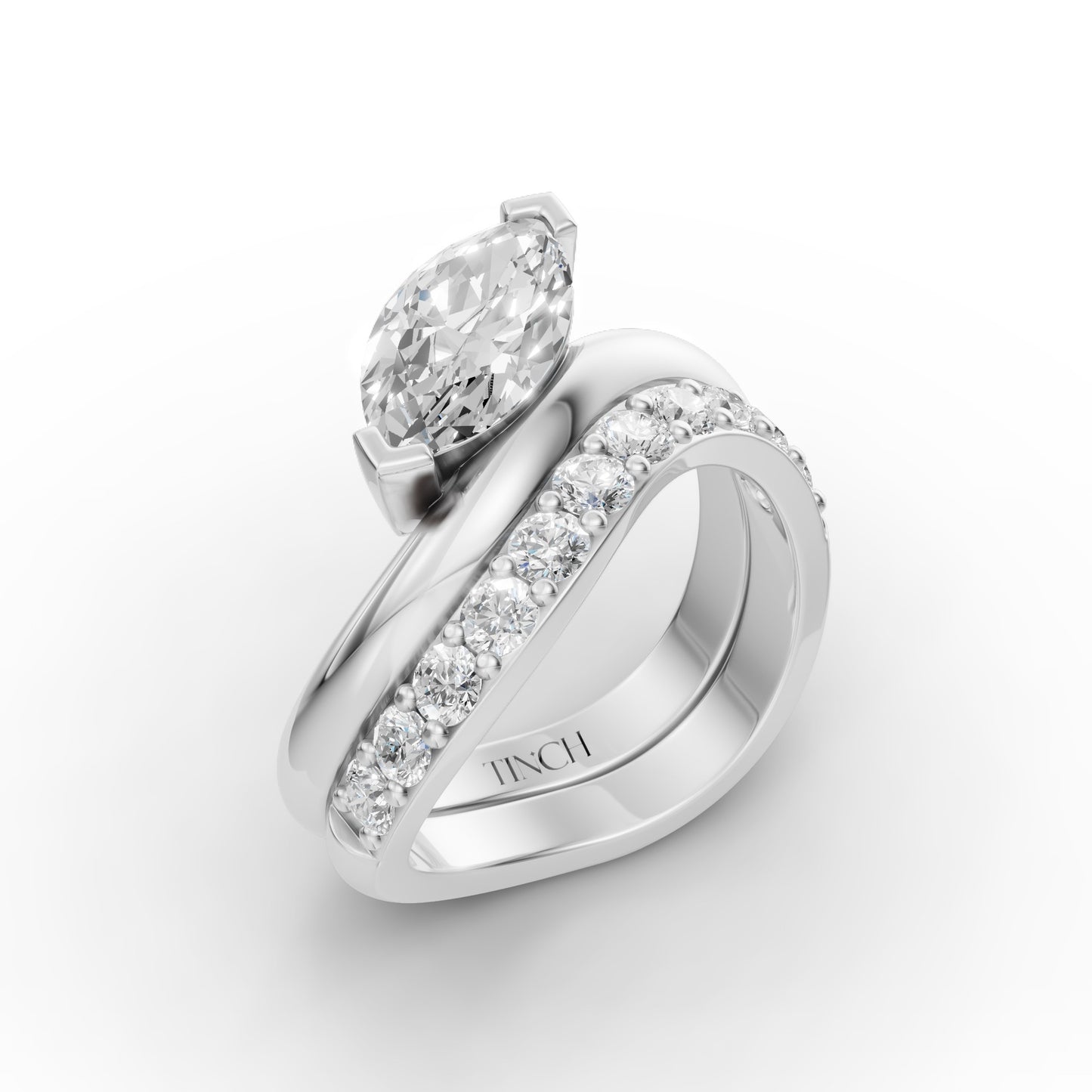 Marquise Flow Engagement Stack in Lab Grown Diamond