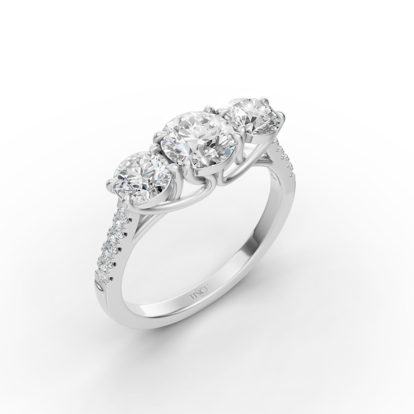 Three Round Stone Engagement Ring in Lab Grown Diamond