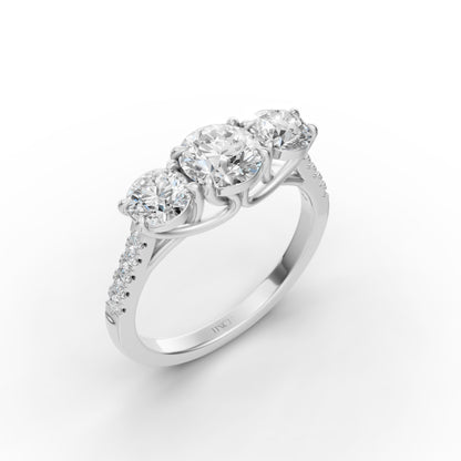 Three Round Stone Engagement Ring in Lab Grown Diamond