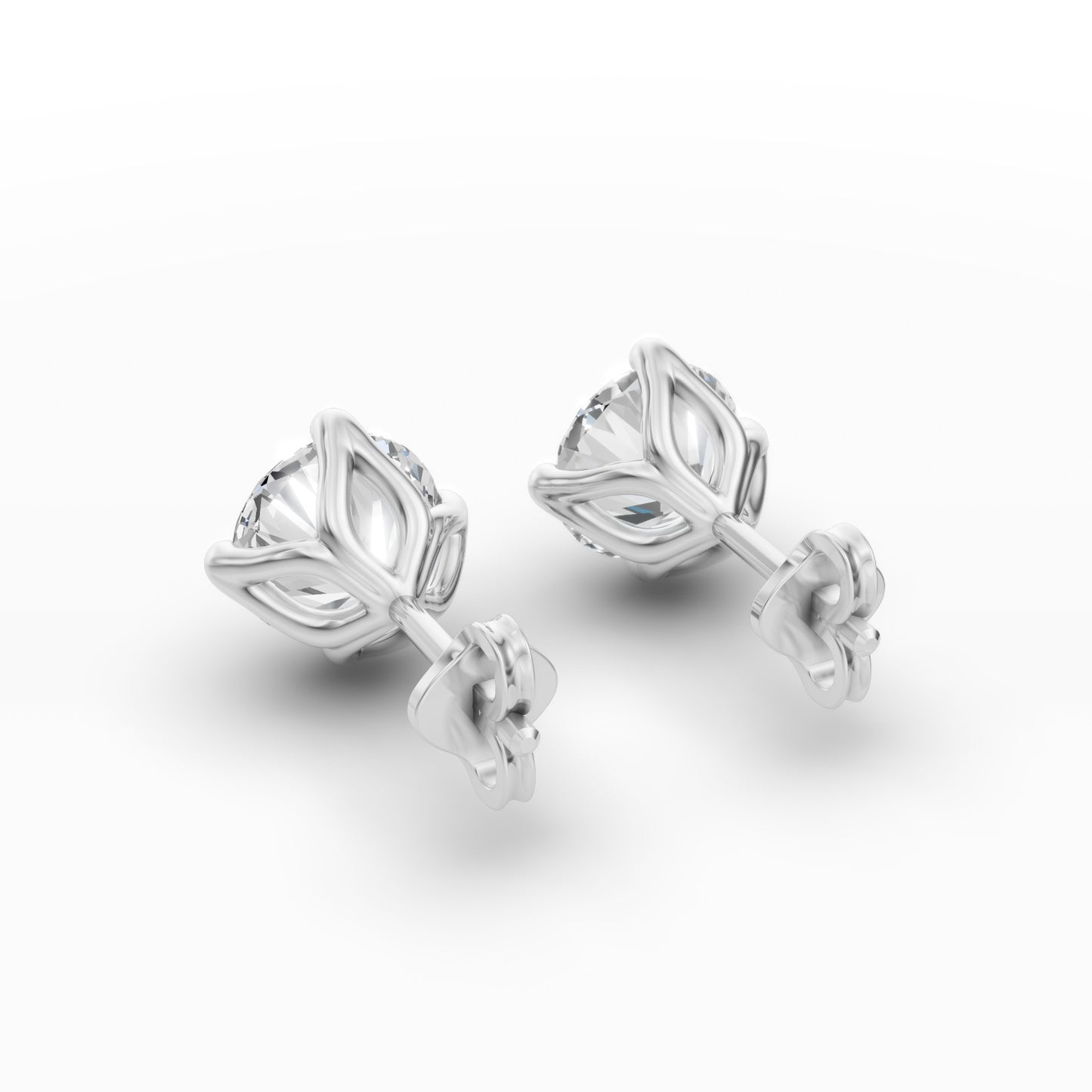 Round Diamond Tulip Setting Stud Earrings