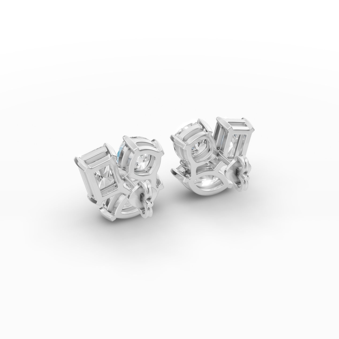 dddd Round Diamond Three Prong Solitaire Stud Earrings