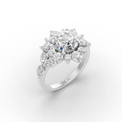 Heirloom Bloom Round Solitaire Engagement Ring in Lab Grown Diamond