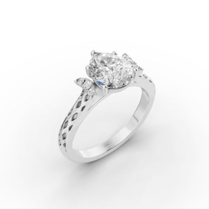 Crescent Pear Solitaire Engagement Ring in Lab Grown Diamond