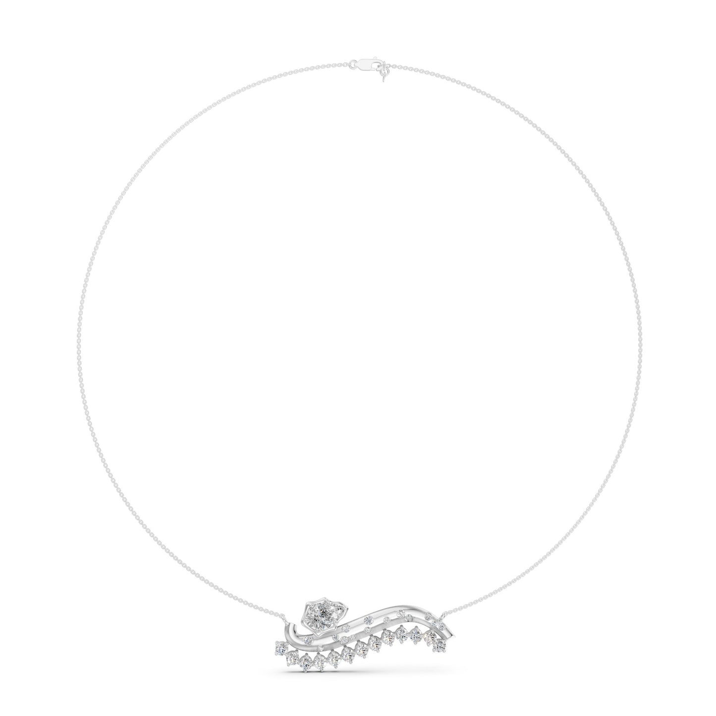 Crown Pear Galaxy Wave Necklace in Lab Grown Diamond