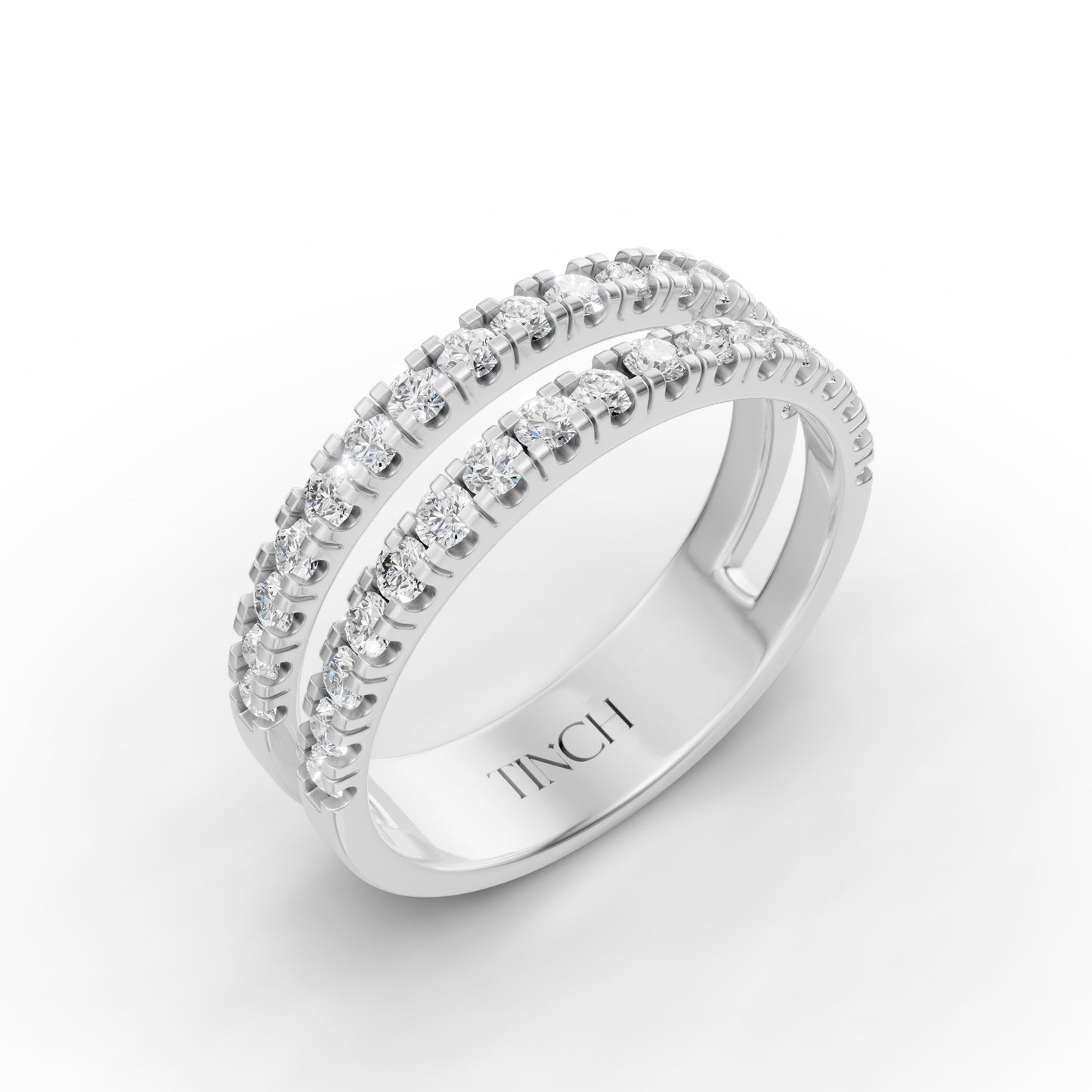Round Dual Half Band Stack Ring in Lab Grown Diamond