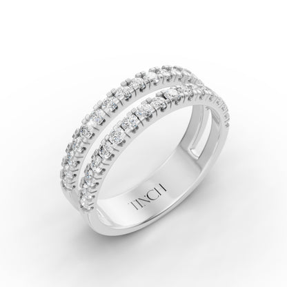 Round Dual Half Band Stack Ring in Lab Grown Diamond