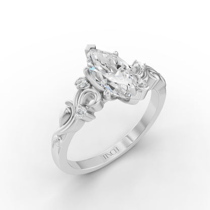 The Marquise Vintage Vine Engagement Ring | Marquise Lab Grown Diamond in 14/18K Gold