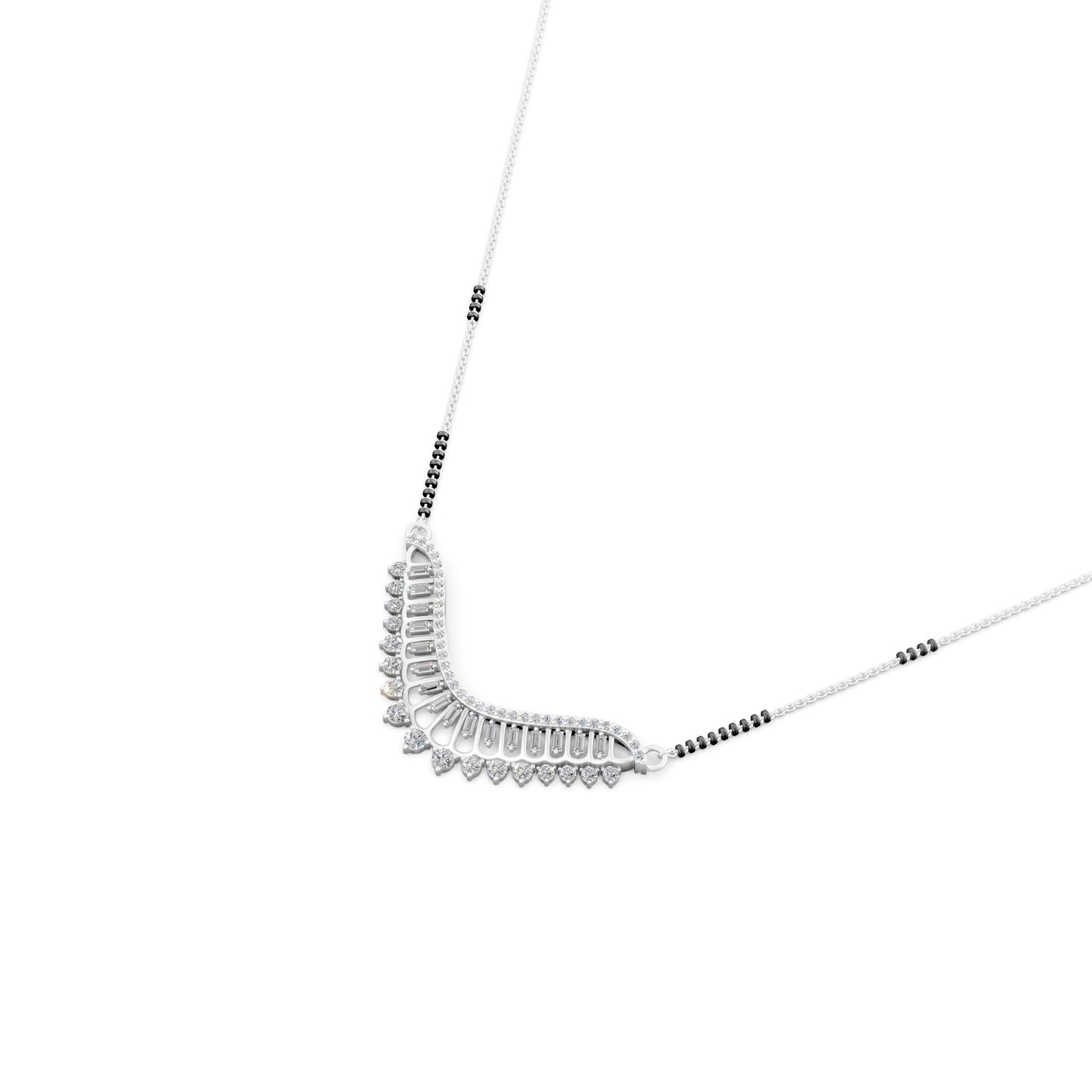 Royal Crescent Baguette Mangalsutra in Lab Grown Diamond
