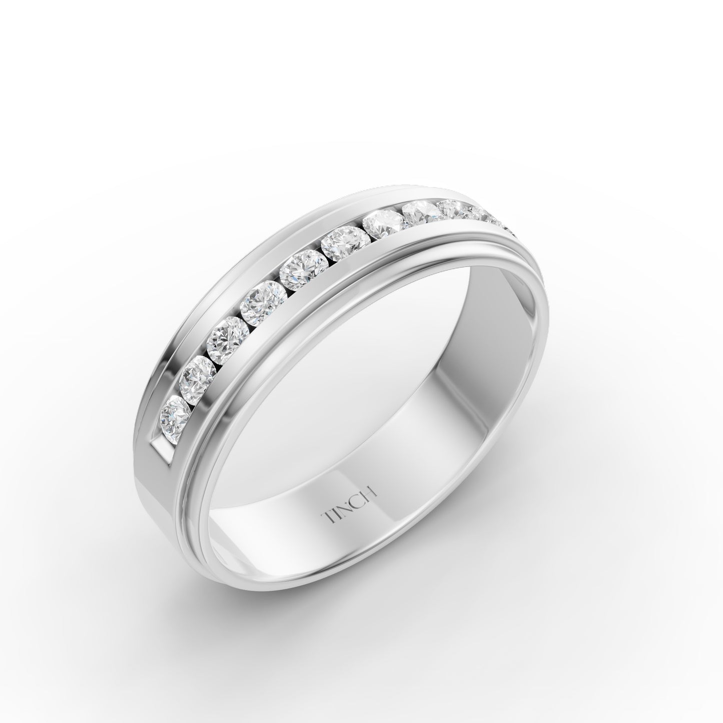 Half Channel Double Layer Men’s Engagement Ring in Lab Grown Diamond