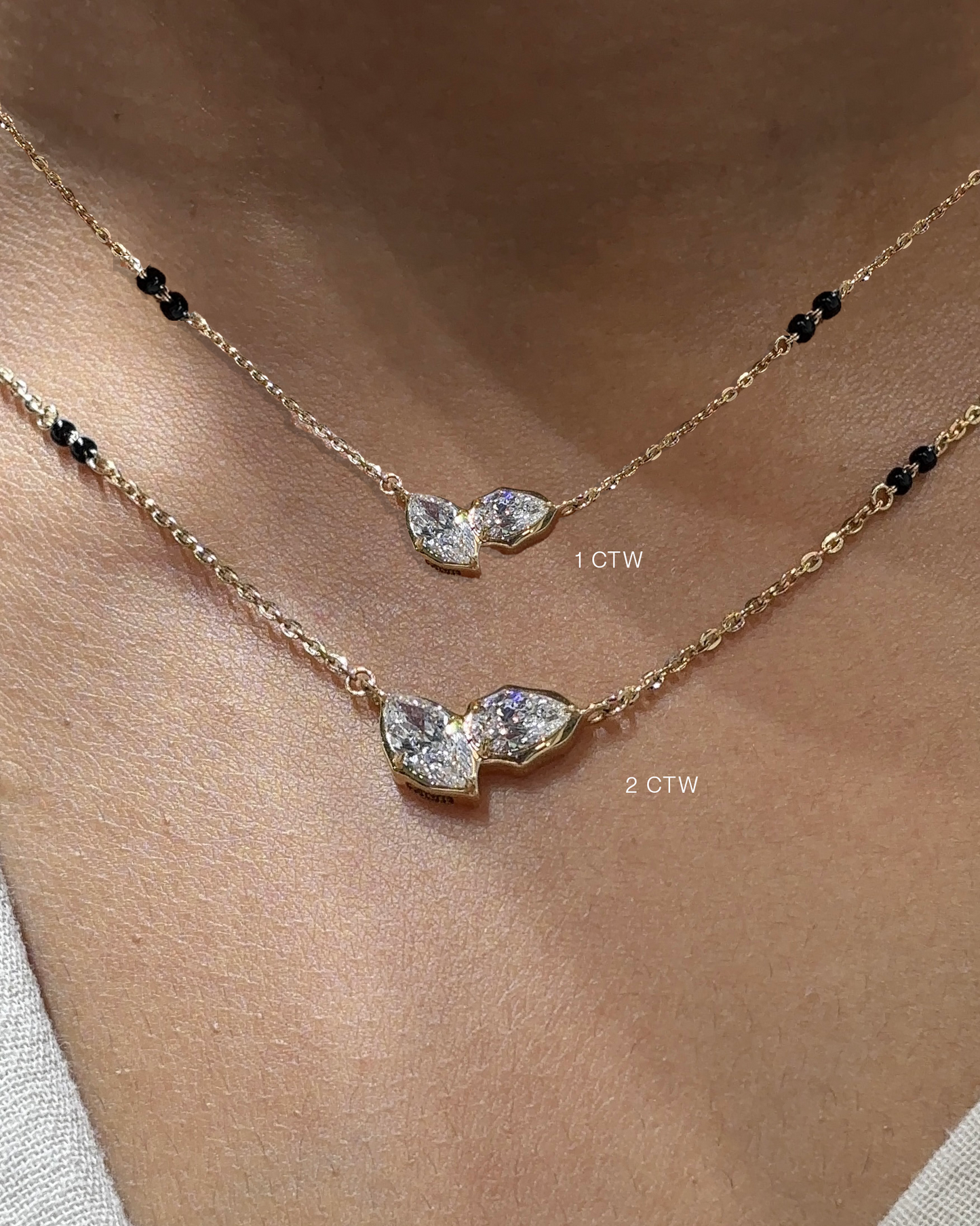 Ardhya Toi et Moi Mangalsutra – Modern Two Stone Necklace for Women