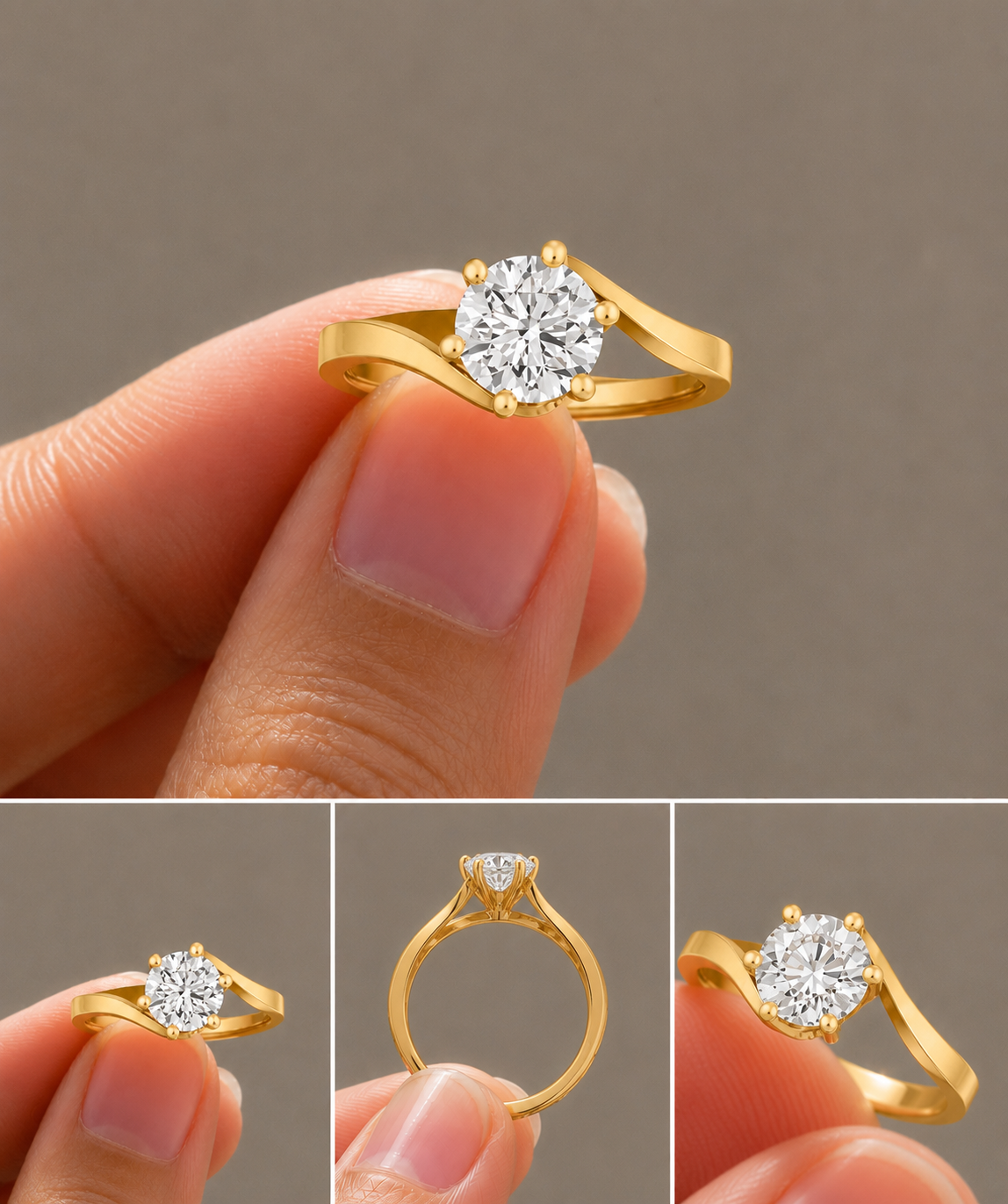 Classic Round Solitaire Engagement Ring 1.50 Ct Lab-Grown Diamond, IGI-Certified, 14K 18K Gold, side profile