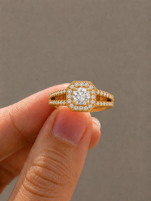 Princess-Cut Halo Double Split Engagement Ring | Lab-Grown Diamond