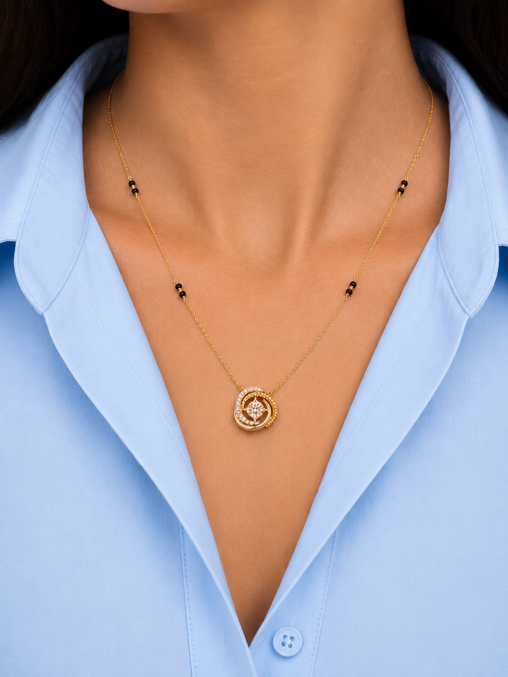 Twisted Border Round Solitaire Necklace | Lab-Grown Diamond