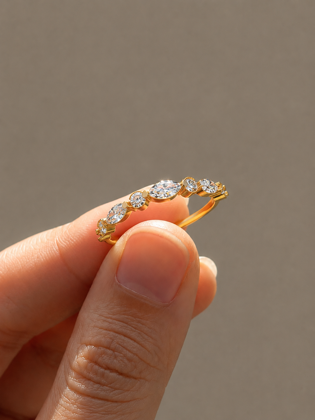 Pear Round Diamond Stack Ring in Lab Grown Diamond