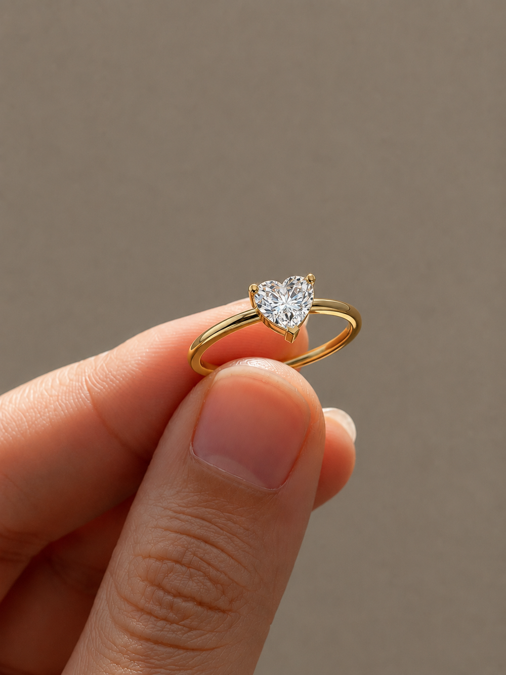 Three-Prong Heart Solitaire Engagement Ring | Lab-Grown Diamond