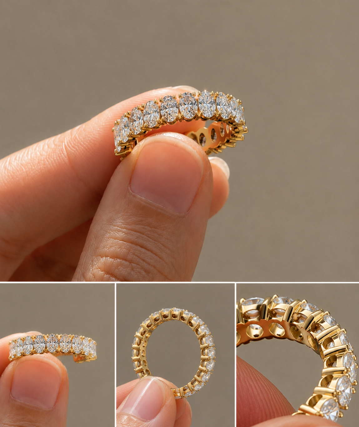 Oval Infinity Lab-Grown Diamond Wedding Band, IGI-Certified, 14K 18K Gold, angled view