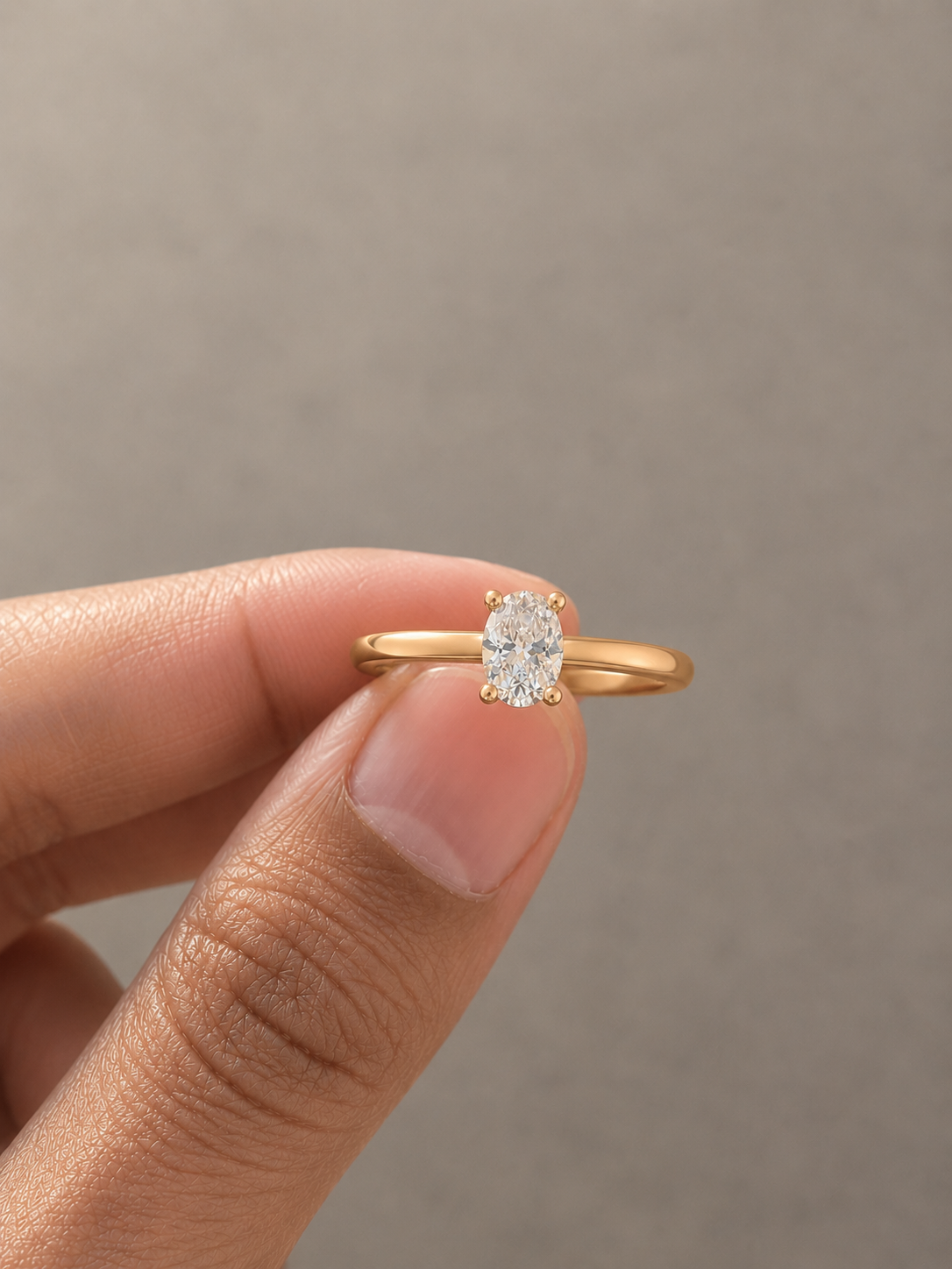 Four-Prong Oval Solitaire Lab-Grown Diamond Engagement Ring, IGI-Certified, 14K 18K Gold – Tinch Jewels